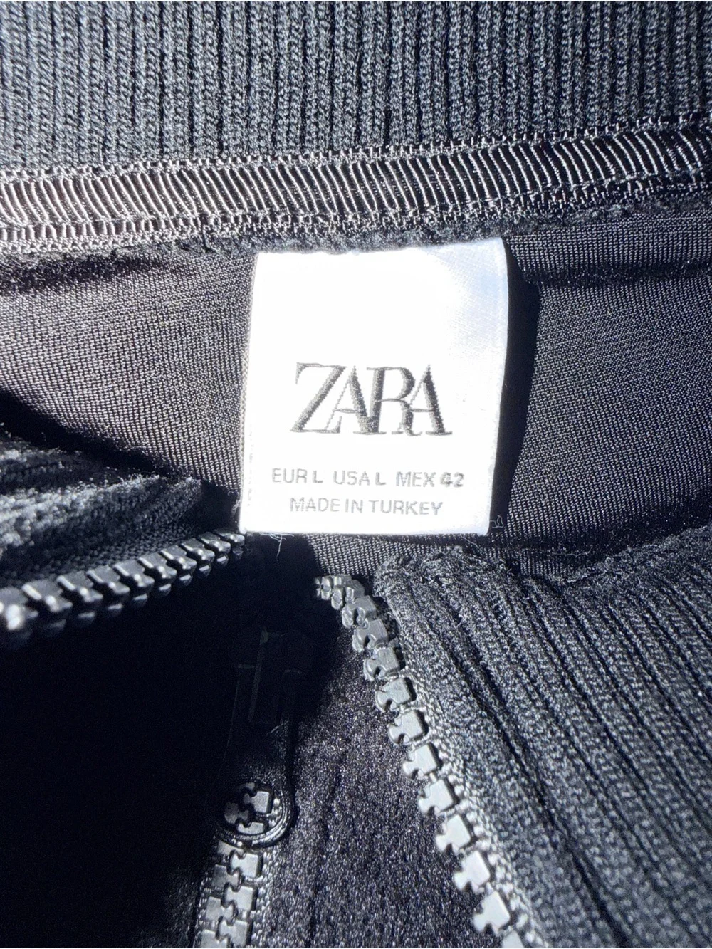 Zara Men Large Full Zip Track Jacket Black Go As Far As You Can Stripe Trim